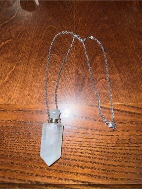 Sterling Silver Moonstone Aura Point Crystal Pendant Necklace that opens!